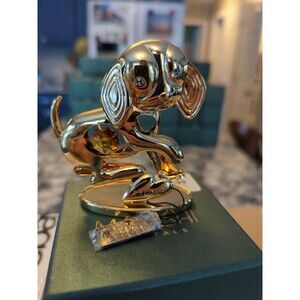 Matashi"Year of the Dog" 24K Gold Plated Puppy Tabletop Ornament w/ Gold Crystal